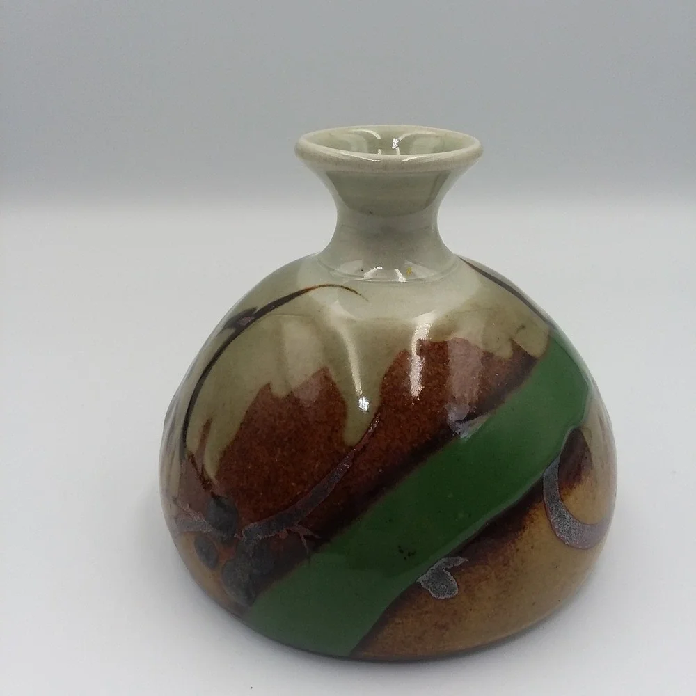 Mc‎ Laughlin Studio Art Pottery Vase Bud Floral Design Earth Tone Colors 5